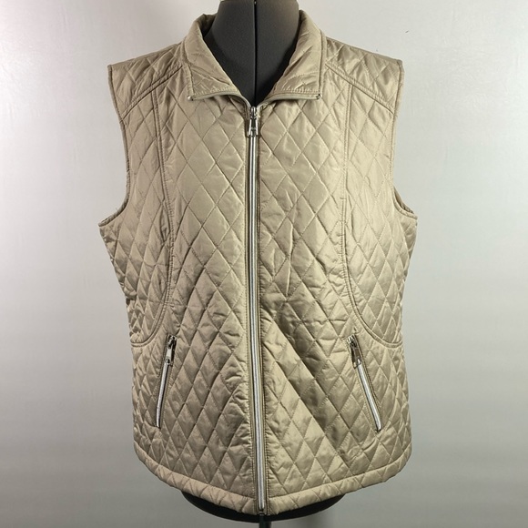 Black Rivet Other - Black Rivet Vest Women Size XL Tan Zipper Front & Pockets Polyester Lining